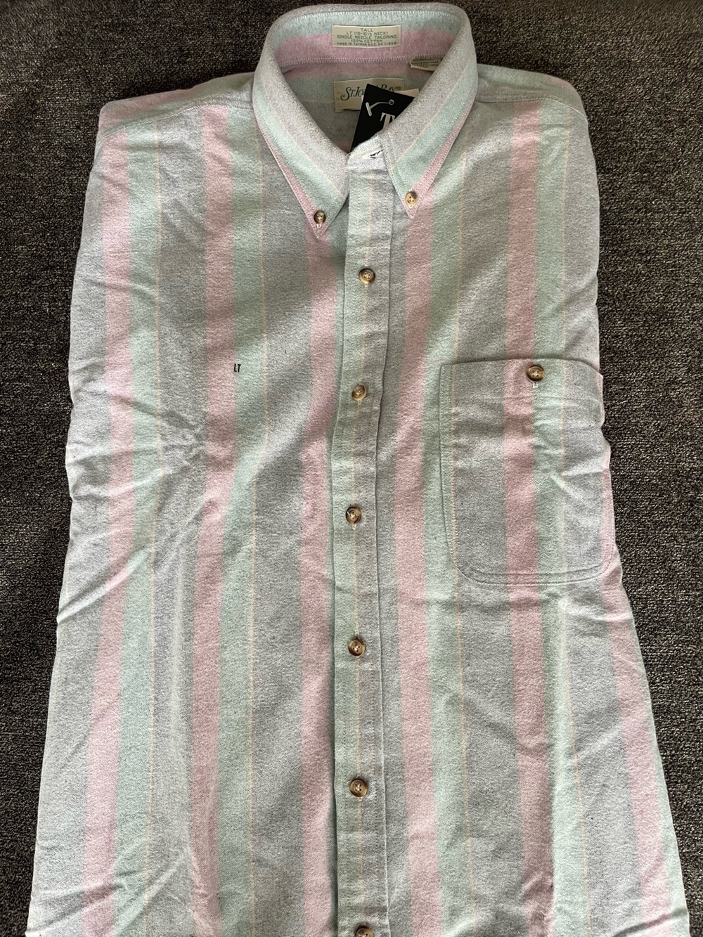 St. John's Bay Button-Down Stripe Shirt in Pink and Mint